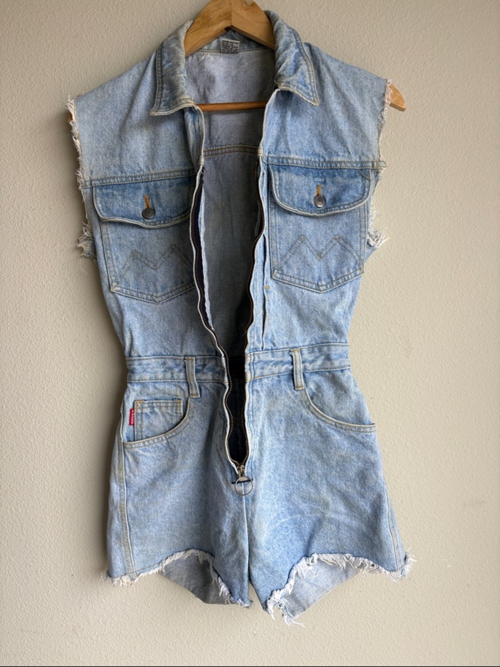 Vintage Light Blue Denim romper with Front Zipper size 5 - Picture 2 of 9